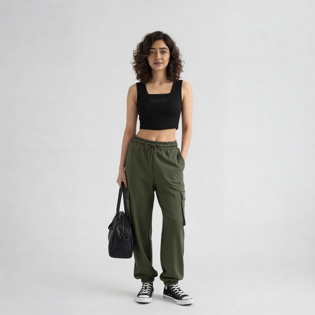 Cotton High Rise Graphic Joggers