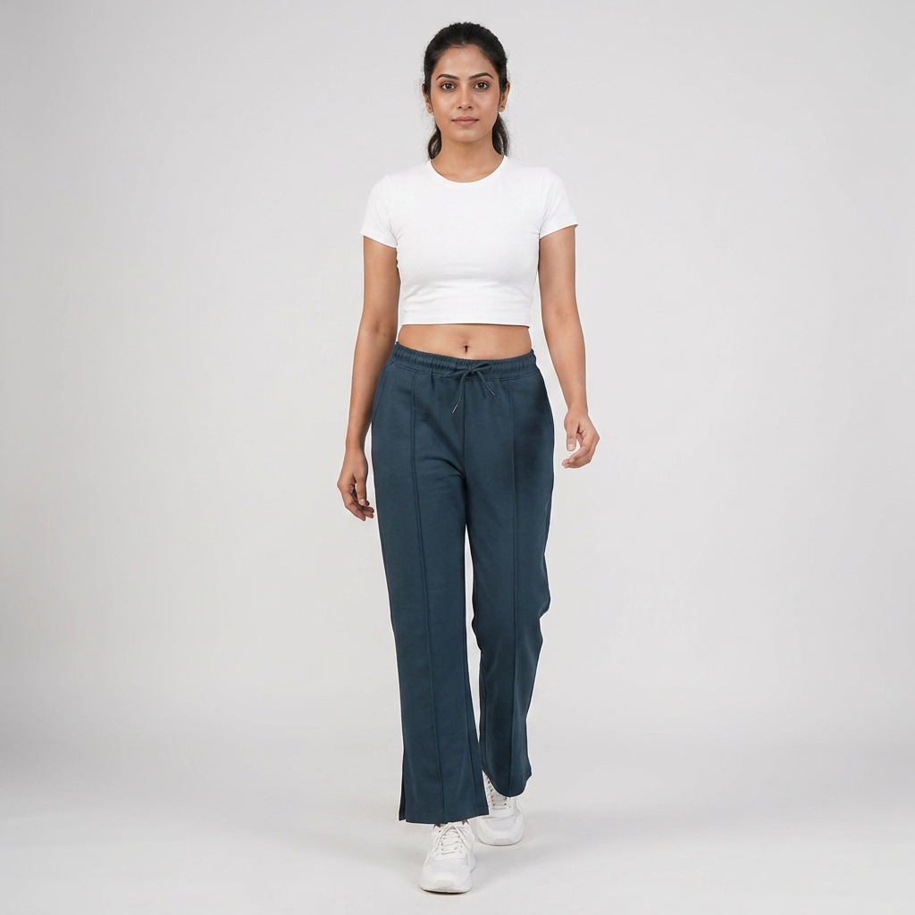 Solid High Rise Trackpants