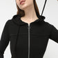 Women Solid Hoodie Cropped Full Sleeve Young Altheisure Sports Jacket