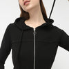 Women Solid Hoodie Cropped Full Sleeve Young Altheisure Sports Jacket
