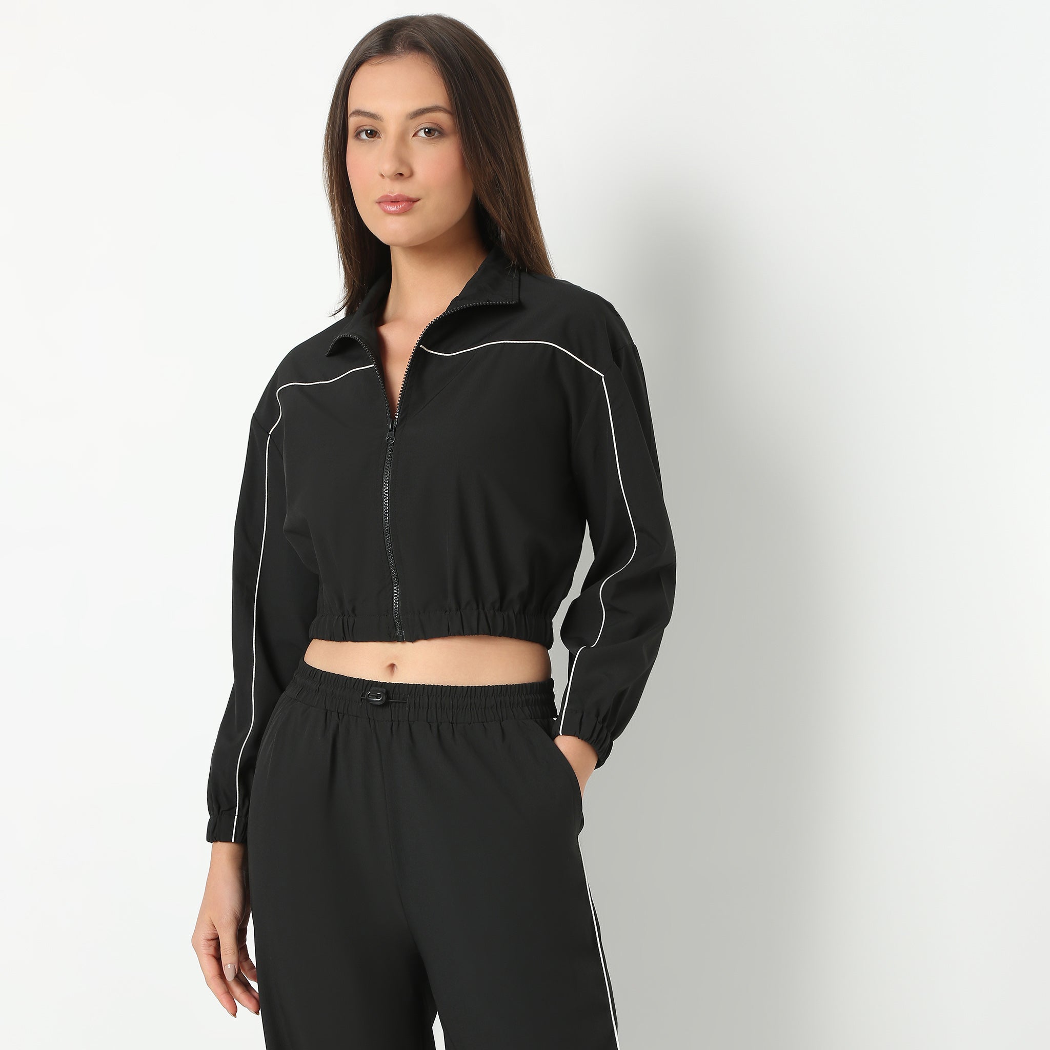 Solid Collar Full Sleeve Athleisure T-Shirt Sports Jacket Shirt