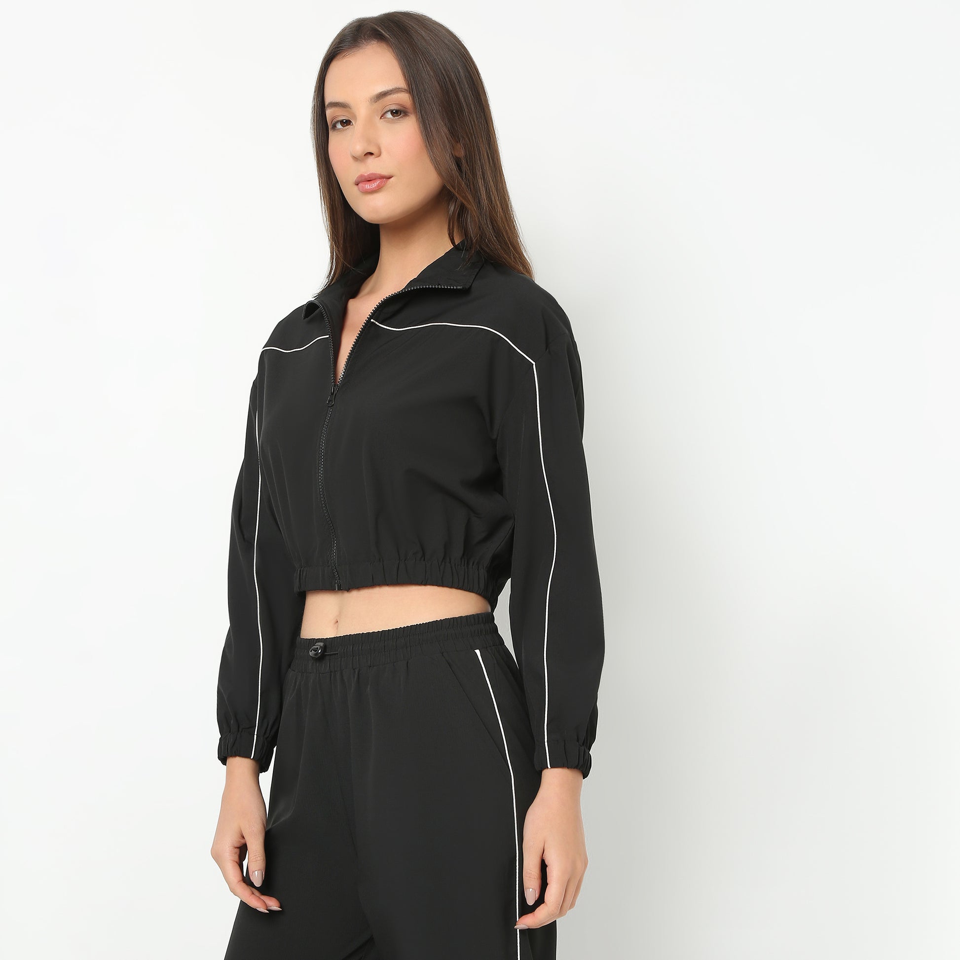 Solid Collar Full Sleeve Athleisure T-Shirt Sports Jacket Shirt