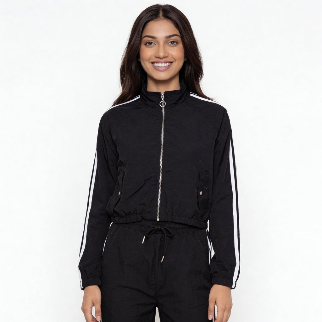 Solid Mock Turtle Neck Jacket