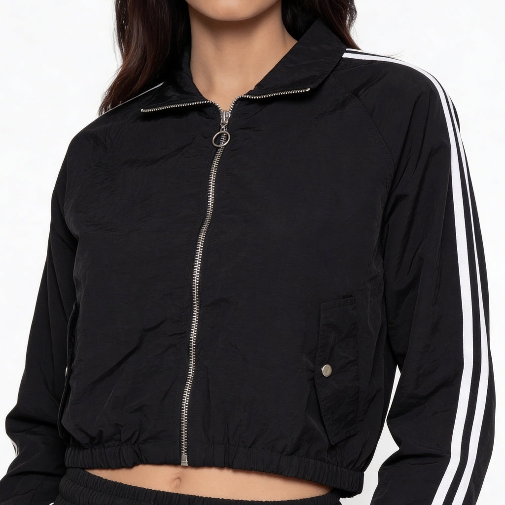 Solid Mock Turtle Neck Jacket