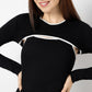 Slim Fit Full Sleeve with Cut Out Neck Detail T-Shirt