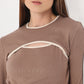 Slim Fit Full Sleeve with Cut Out Neck Detail T-Shirt