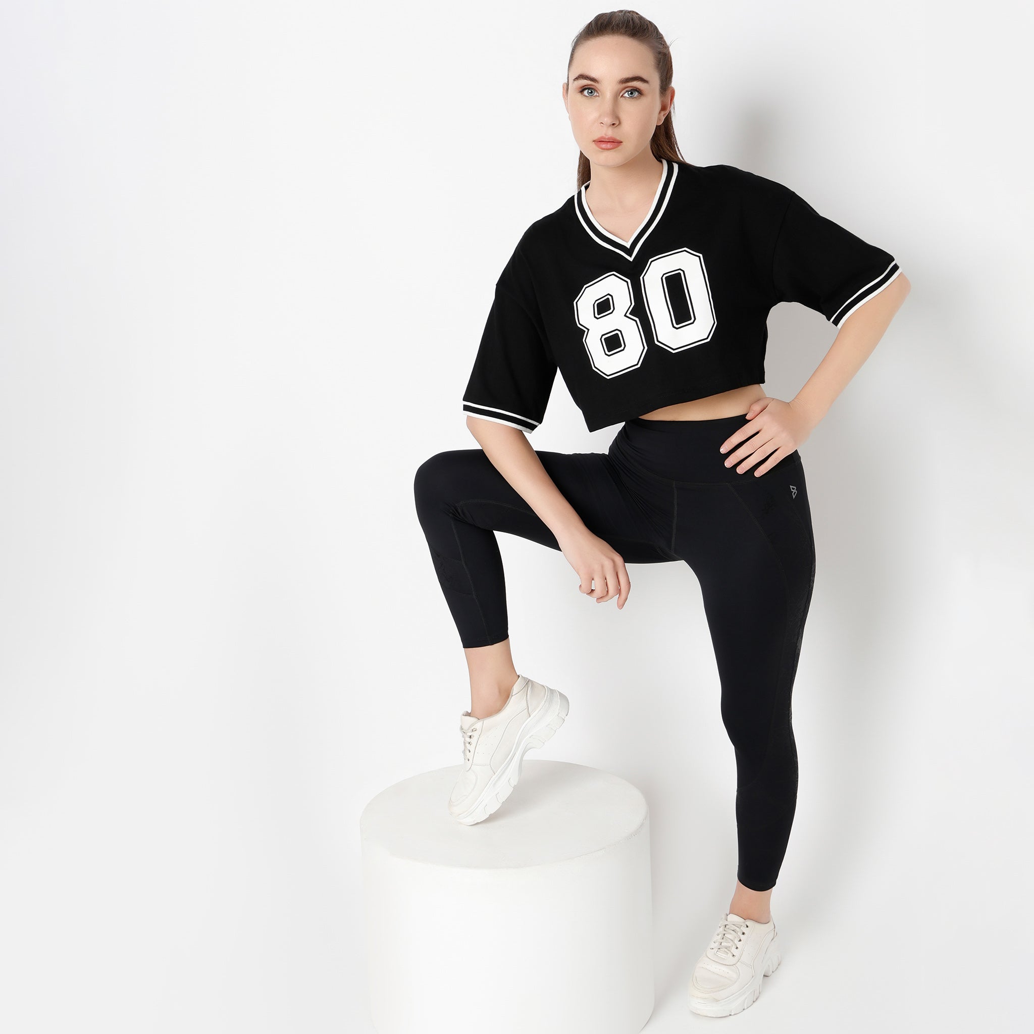 Boxy Fit Graphic V-Neck T-Shirt