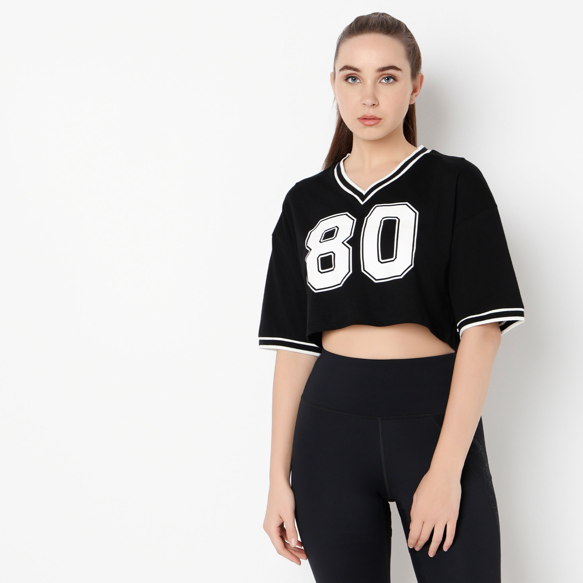 Boxy Fit Graphic V-Neck T-Shirt