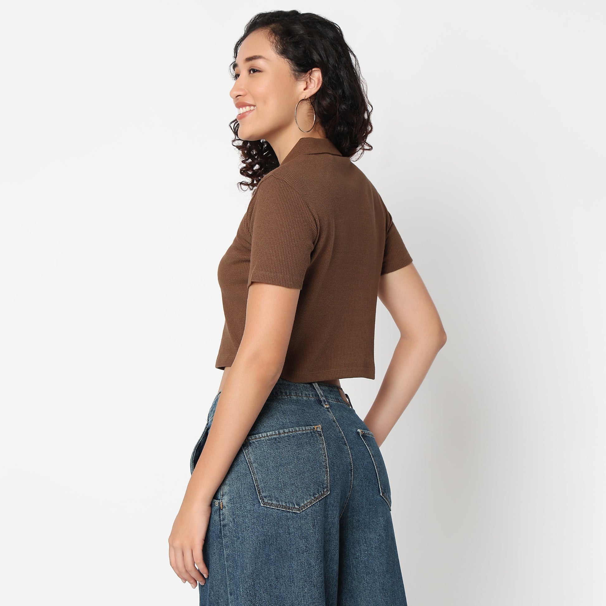 Slim Fit Athleisure T-Shirt with Partial Zipper Opening