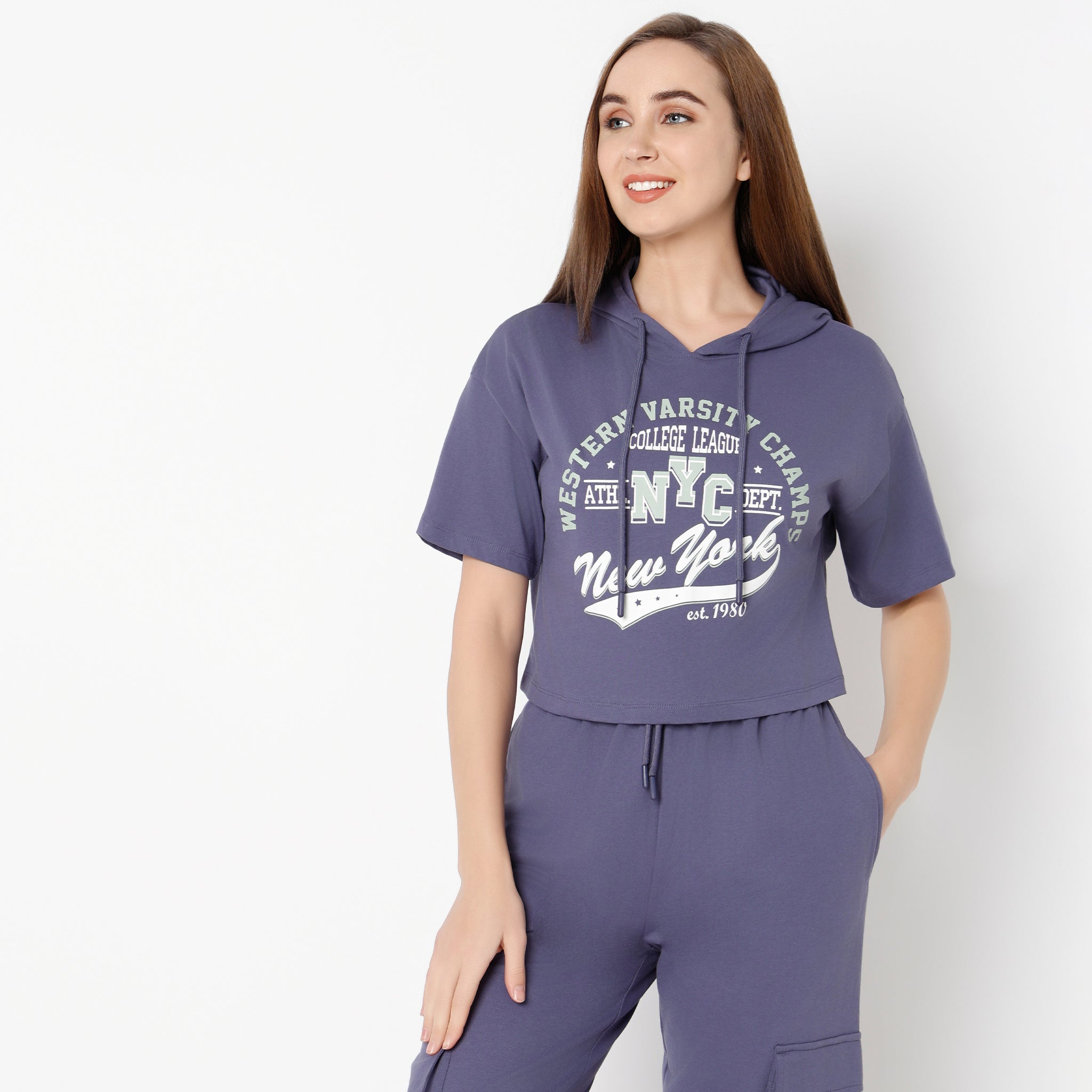 Boxy Fit Graphic Hoodie T-Shirt