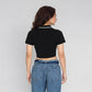 Solid Slim Fit Crop T-Shirt