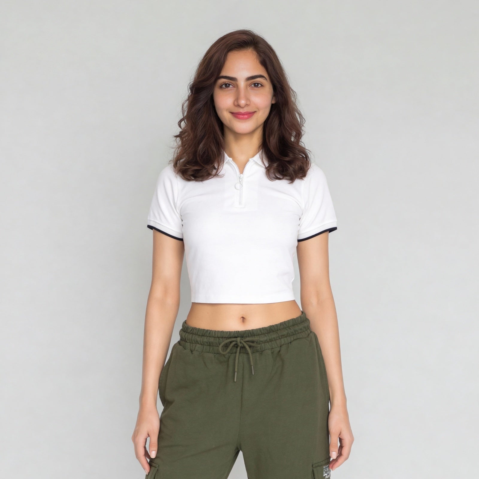 Solid Slim Fit Crop T-Shirt