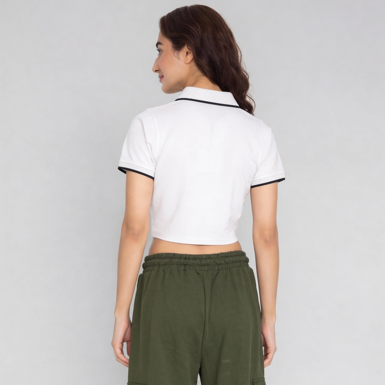 Solid Slim Fit Crop T-Shirt