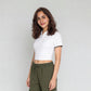 Solid Slim Fit Crop T-Shirt