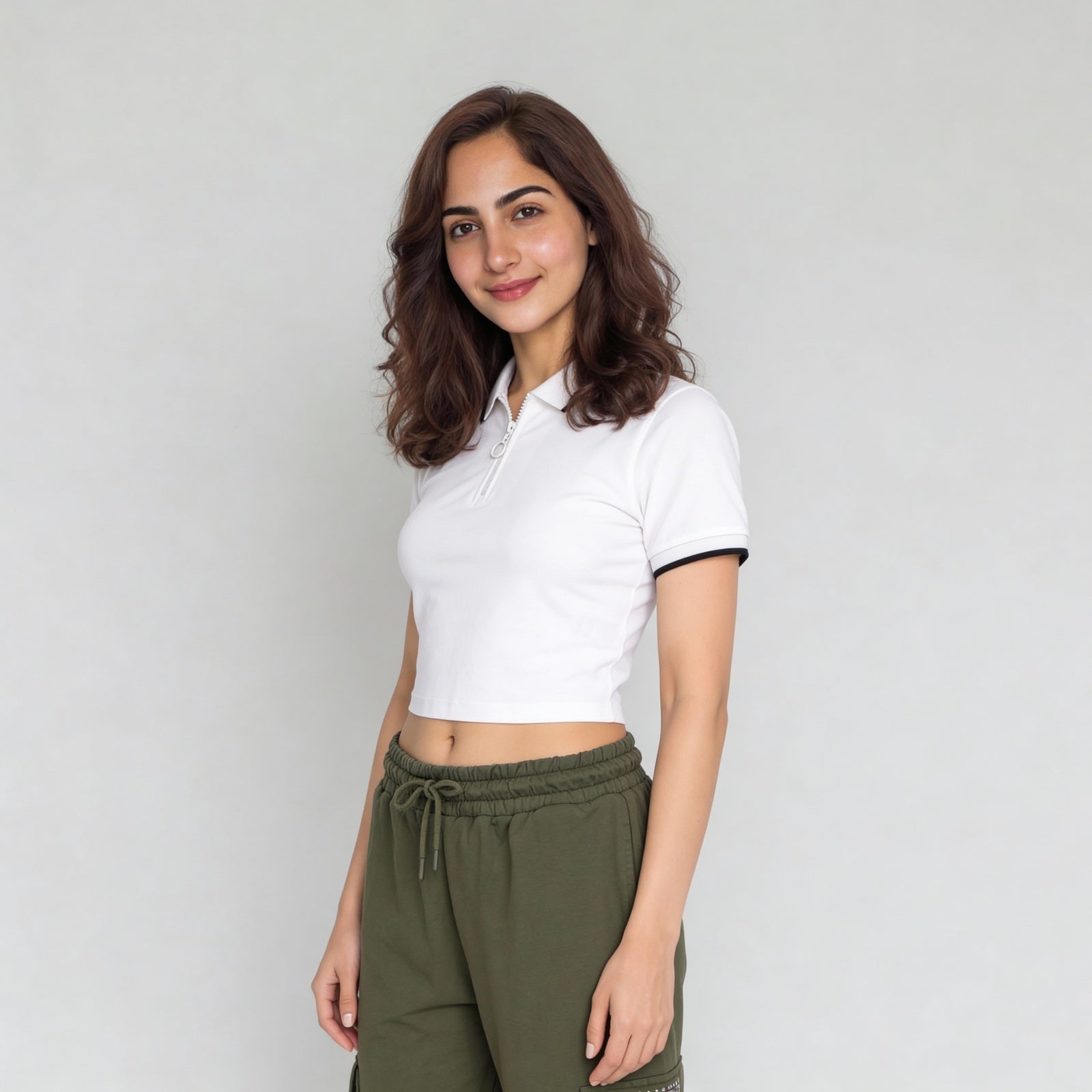 Solid Slim Fit Crop T-Shirt