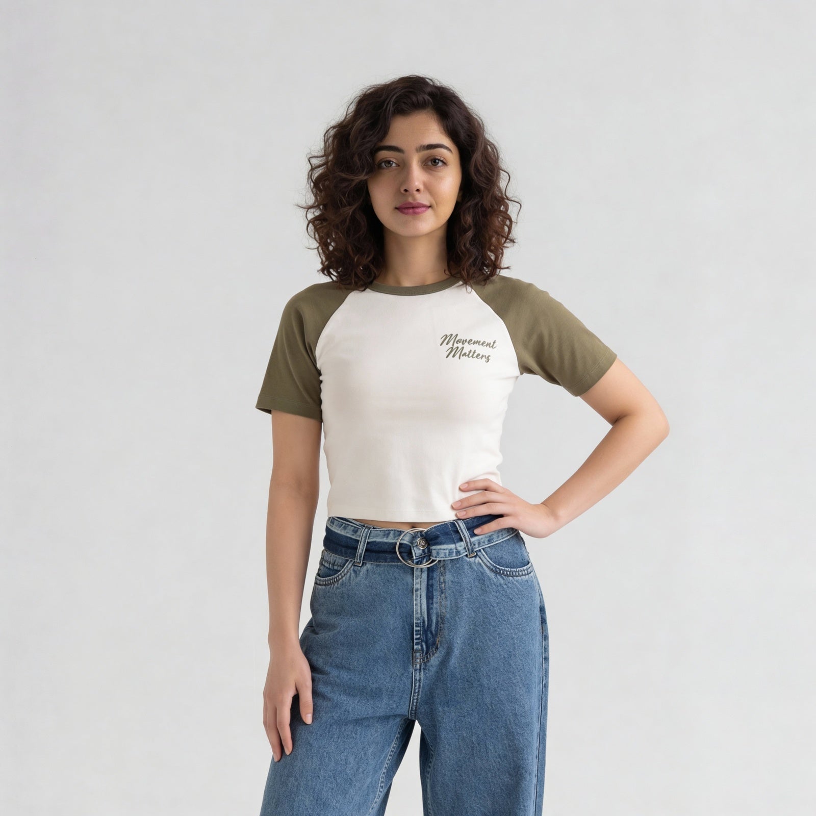 Solid Slim Fit Crop T-Shirt