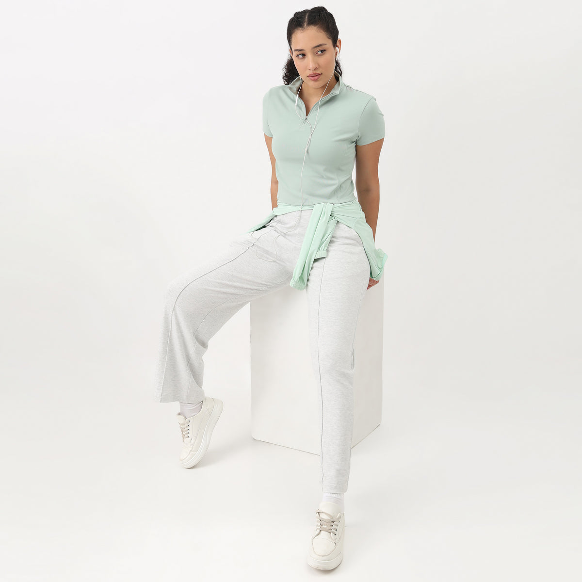 Airdry - High Neck and Zipper Slim Fit T-Shirt