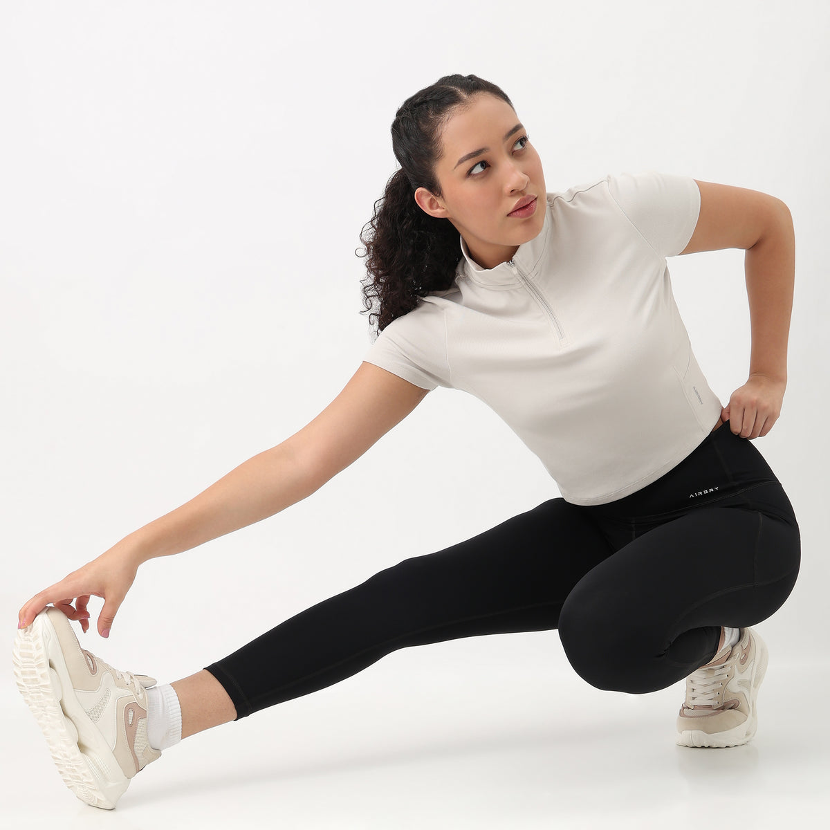 Airdry - High Neck and Zipper Slim Fit T-Shirt
