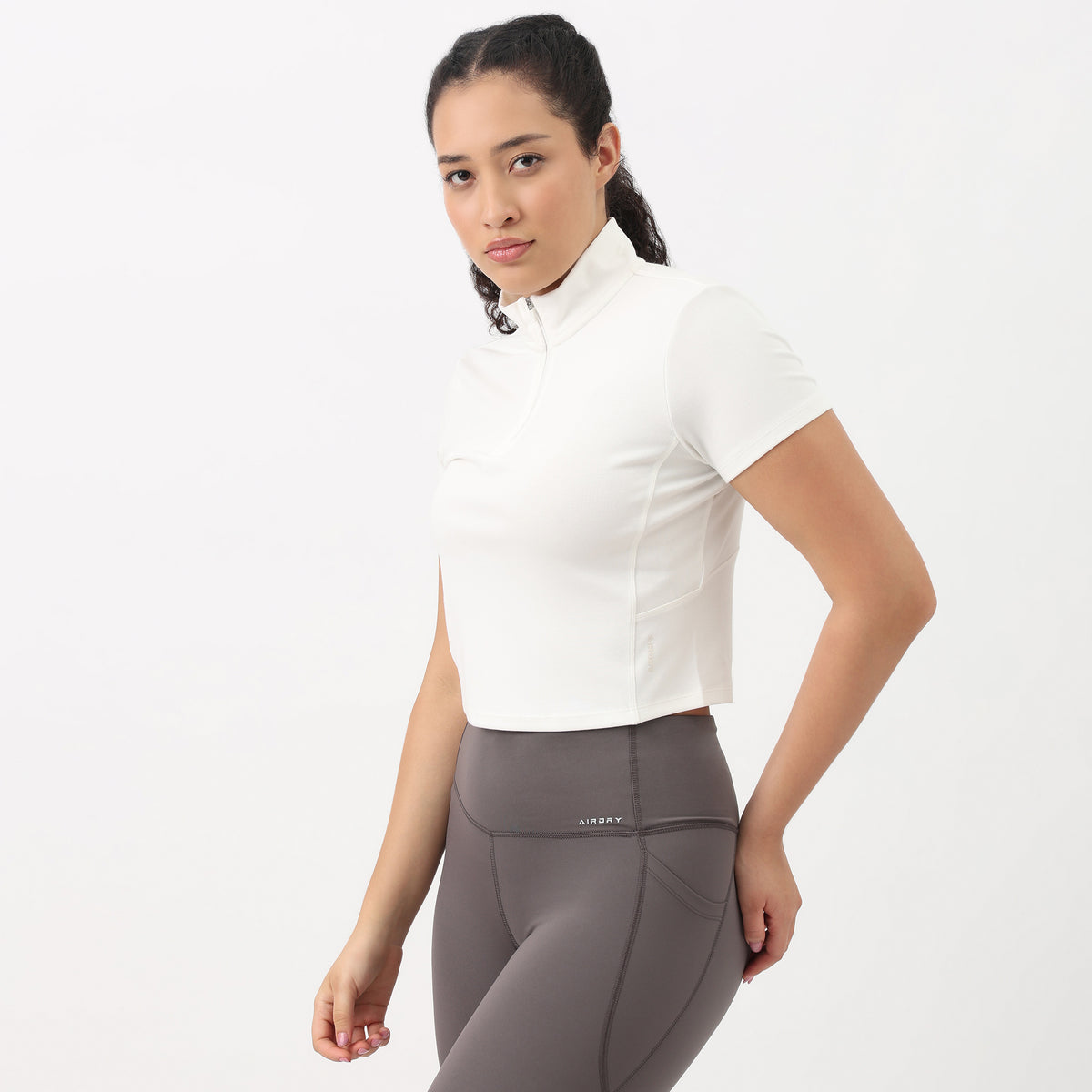 Airdry - High Neck and Zipper Slim Fit T-Shirt
