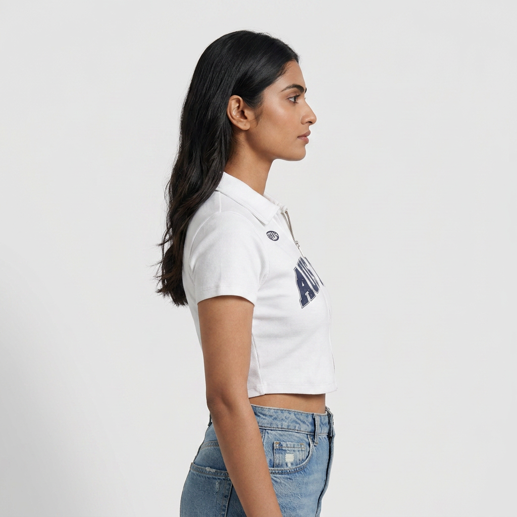 Graphic Cropped Polo T-Shirt