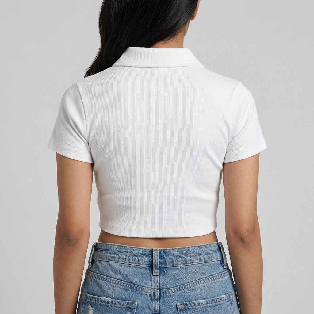 Graphic Cropped Polo T-Shirt