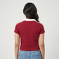 Printed Cropped Polo T-Shirt