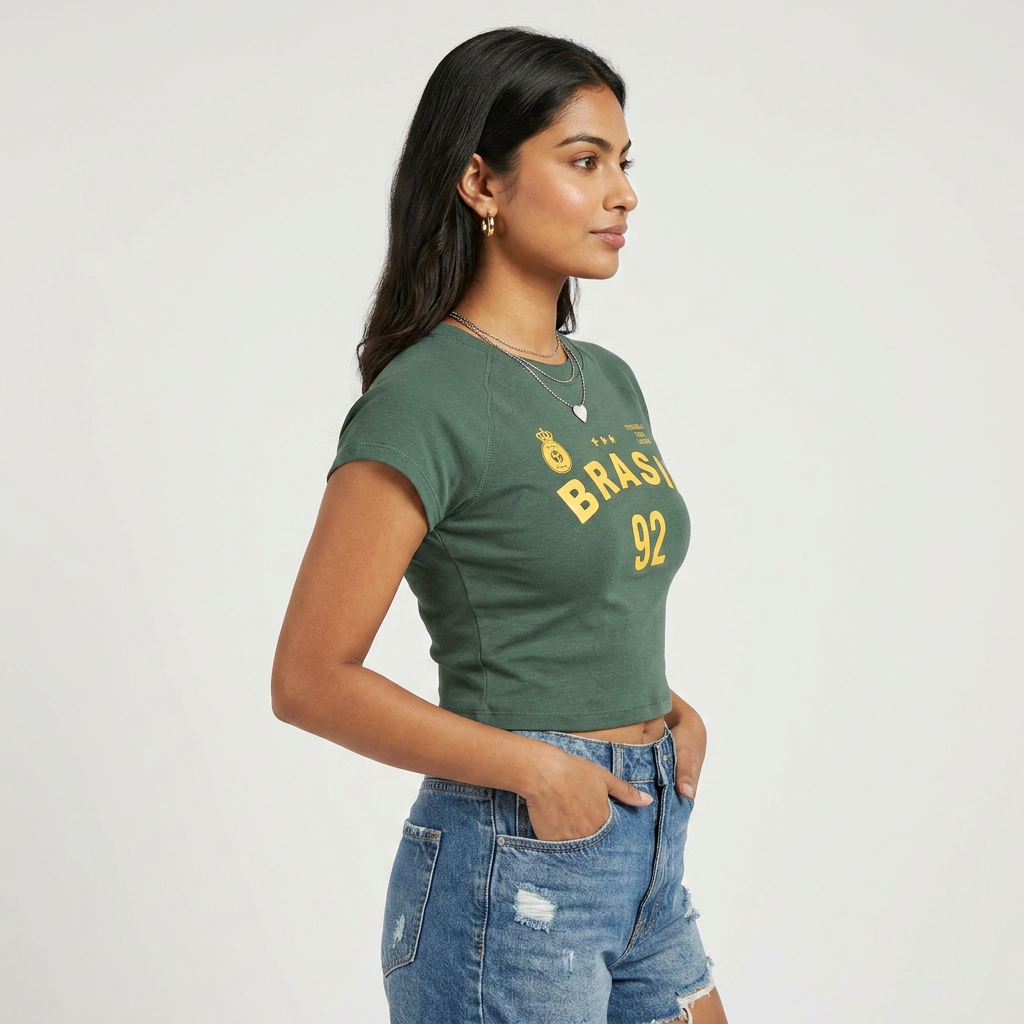 Graphic Slim Fit Crop T-Shirt