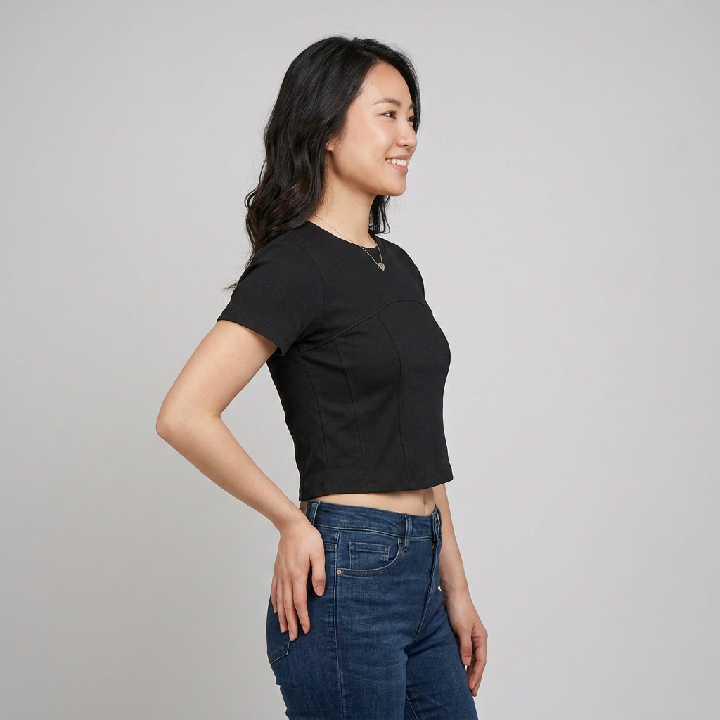 Solid Slim Fit Crop T-Shirt