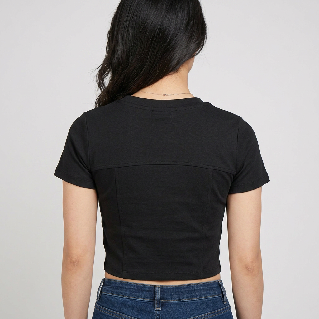 Solid Slim Fit Crop T-Shirt