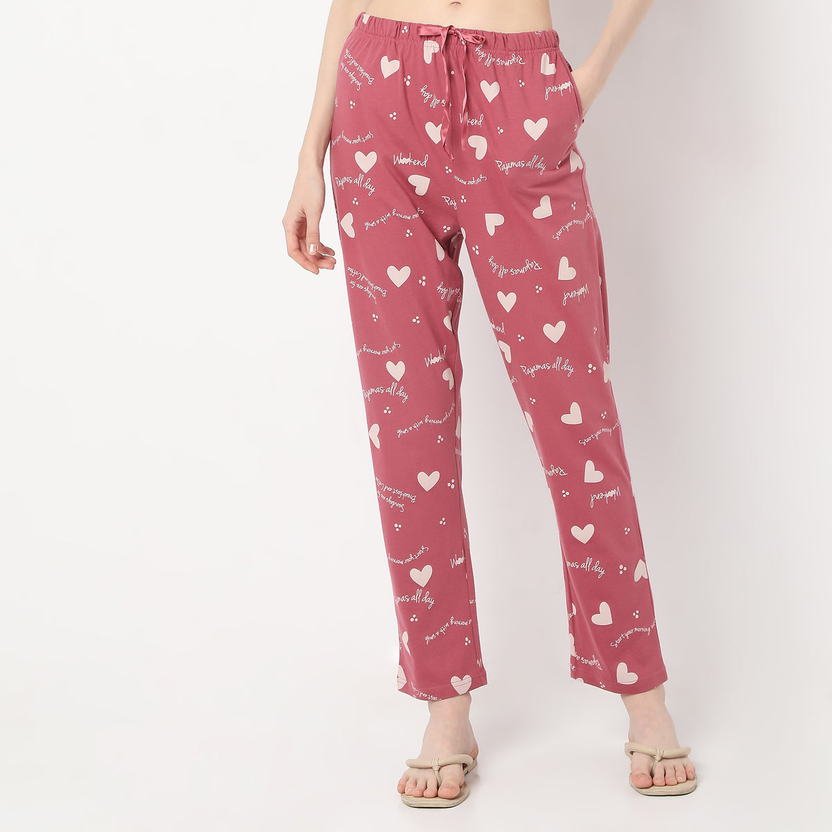 Heart Print Ankle Length Core Pyjamas