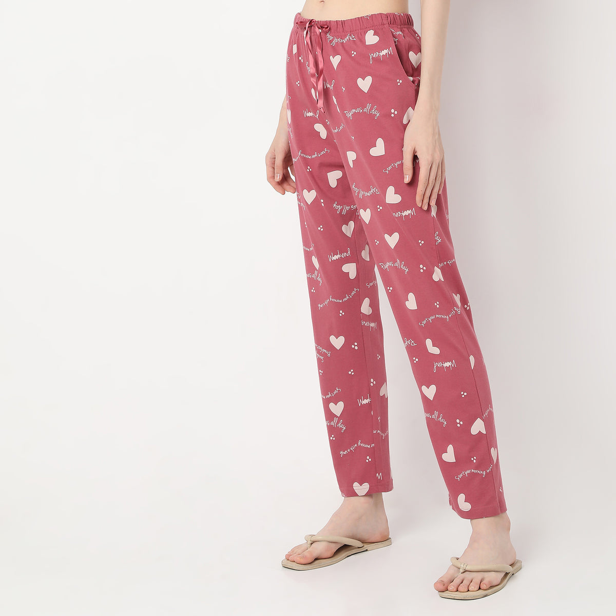 Heart Print Ankle Length Core Pyjamas