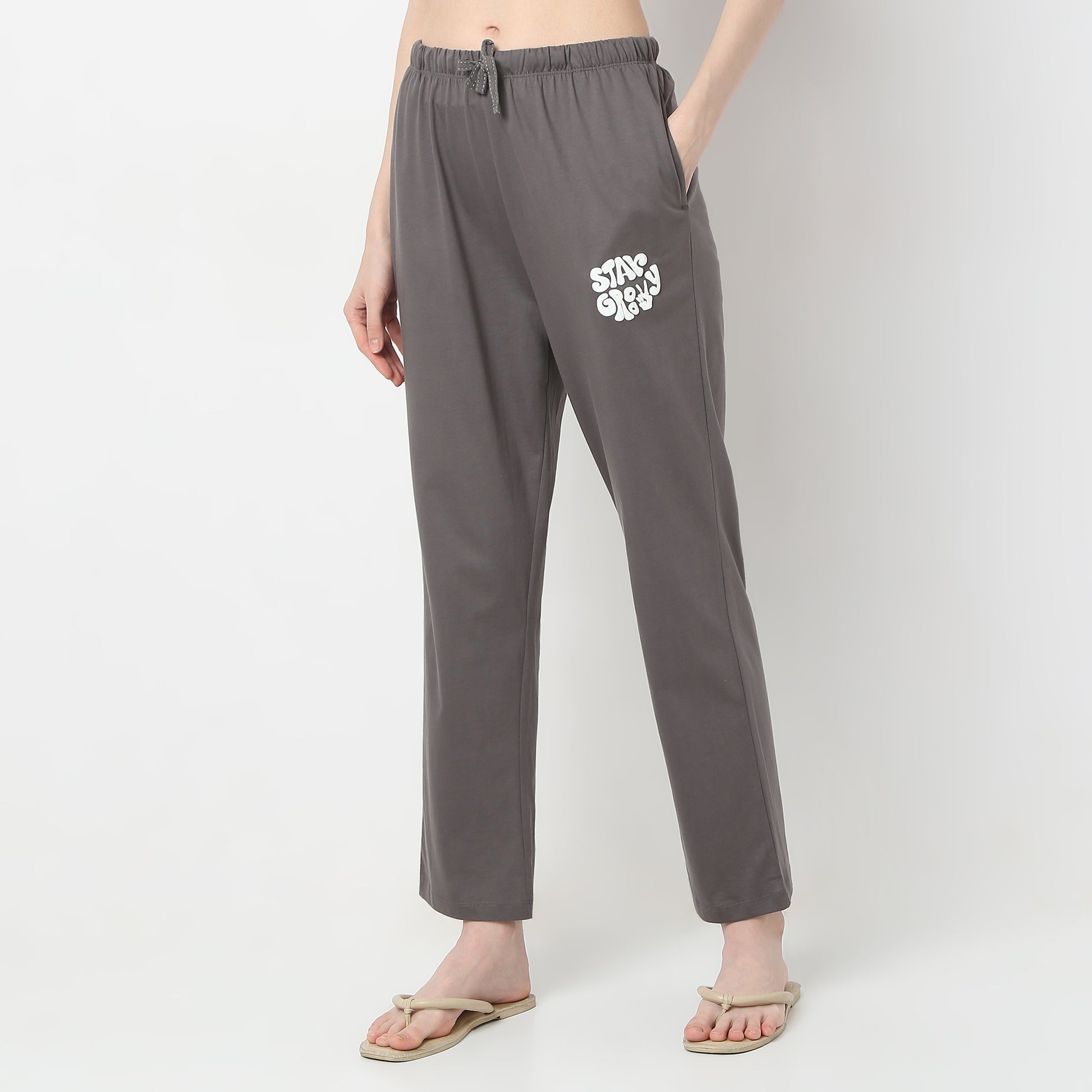 Regular Fit Solid Mid Rise Pyjamas