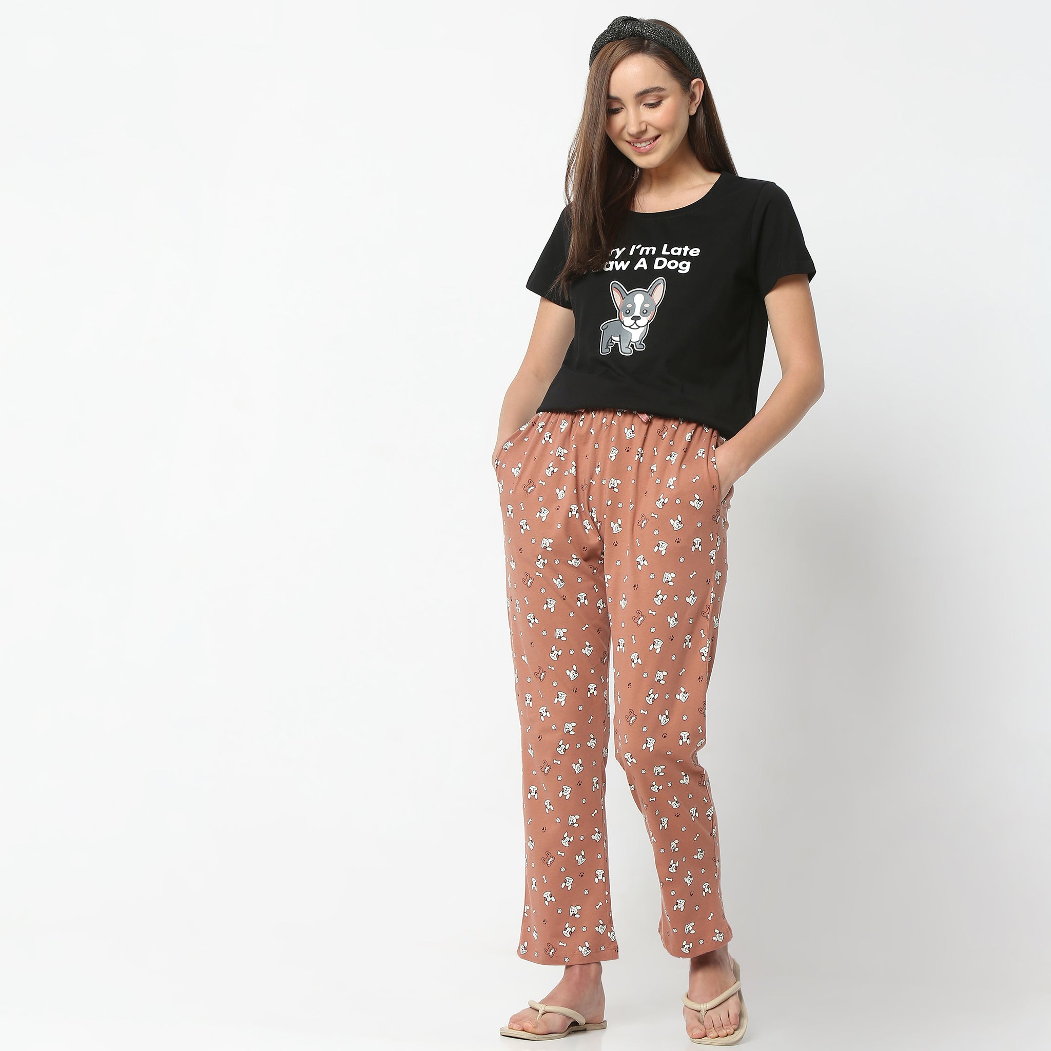Regular Fit All Over Print Full Length Mid Rise Pyjamas