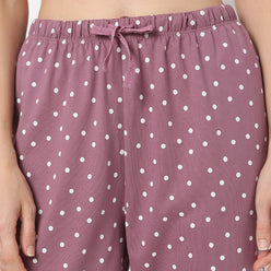 Regular Fit Polka Dot Ankle Length Mid Rise Pyjamas
