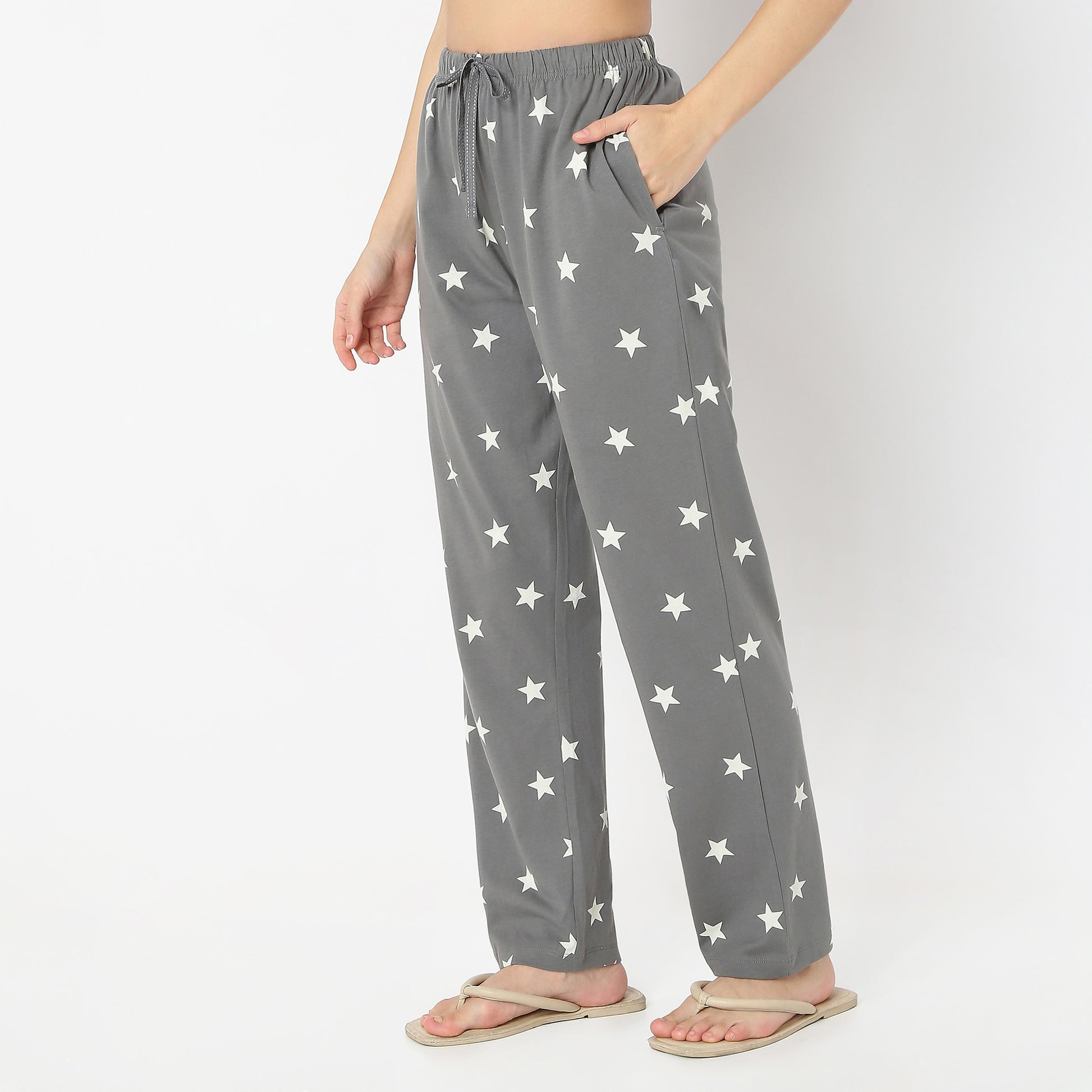 Stars & Moon Printed Mid Rise Core Pyjamas
