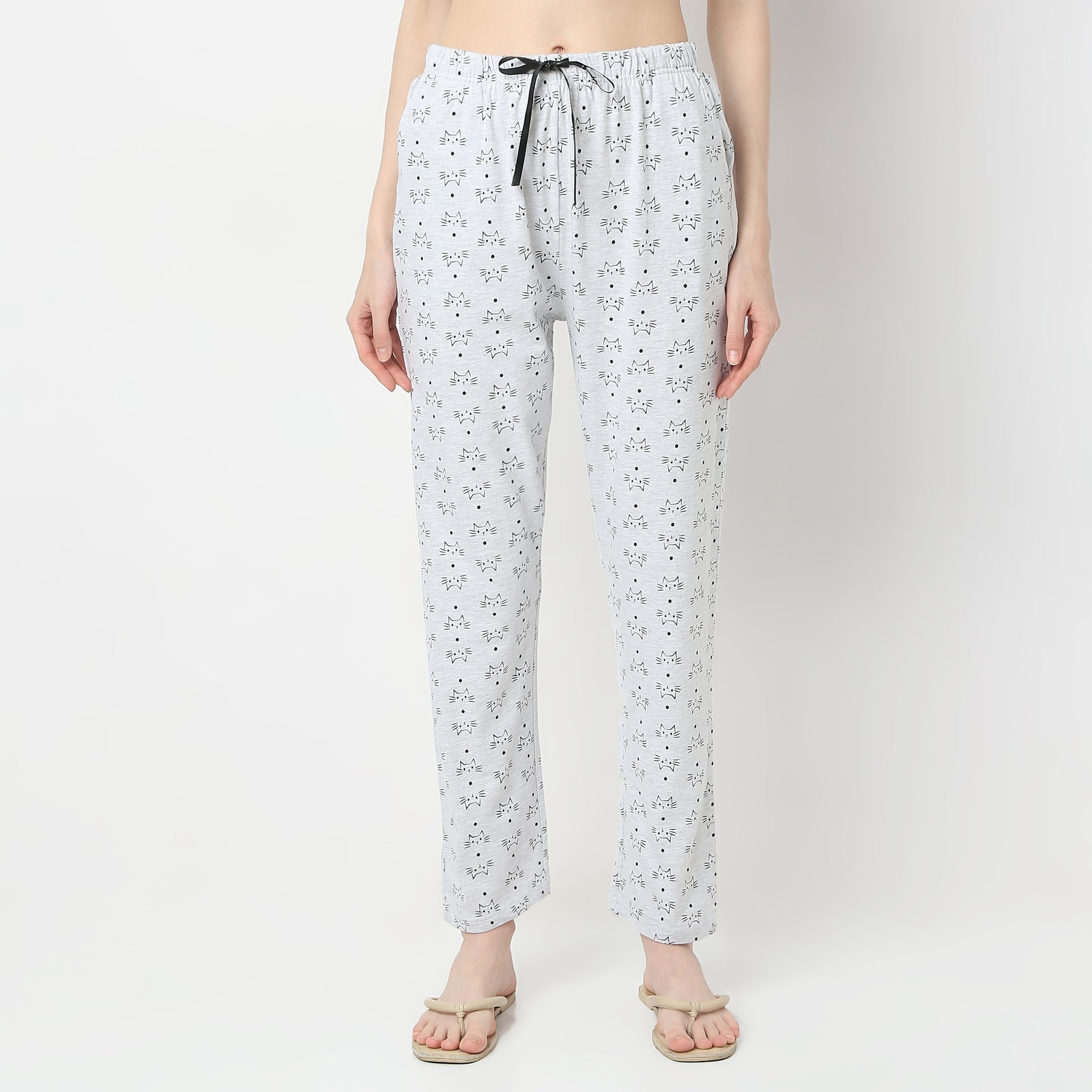 Regular Fit Printed Mid Rise Pyjamas