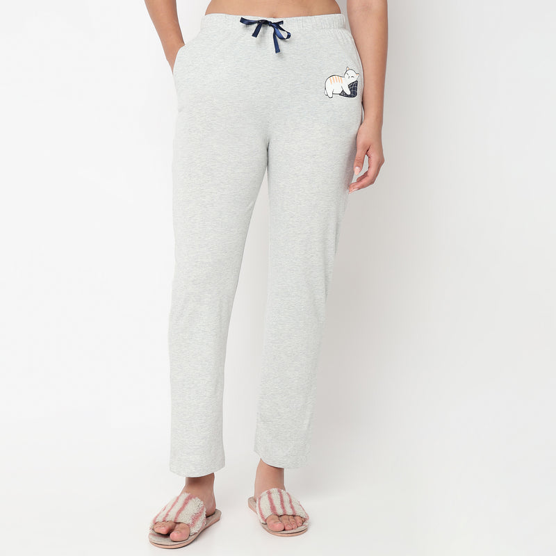 Cat Motif Mid Rise Cord Lounge Pyjama