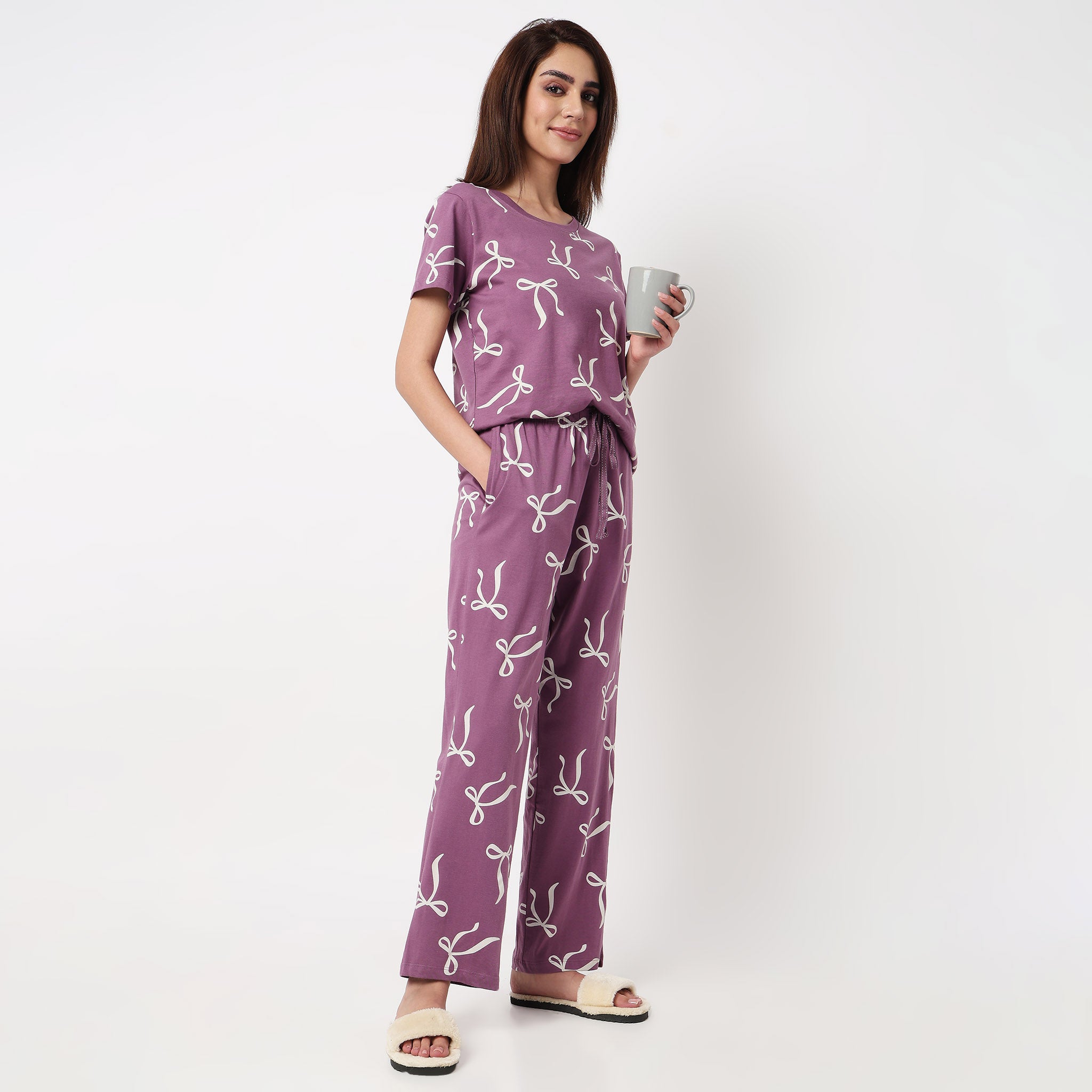Bow Print Cotton Lounge Pyjamas