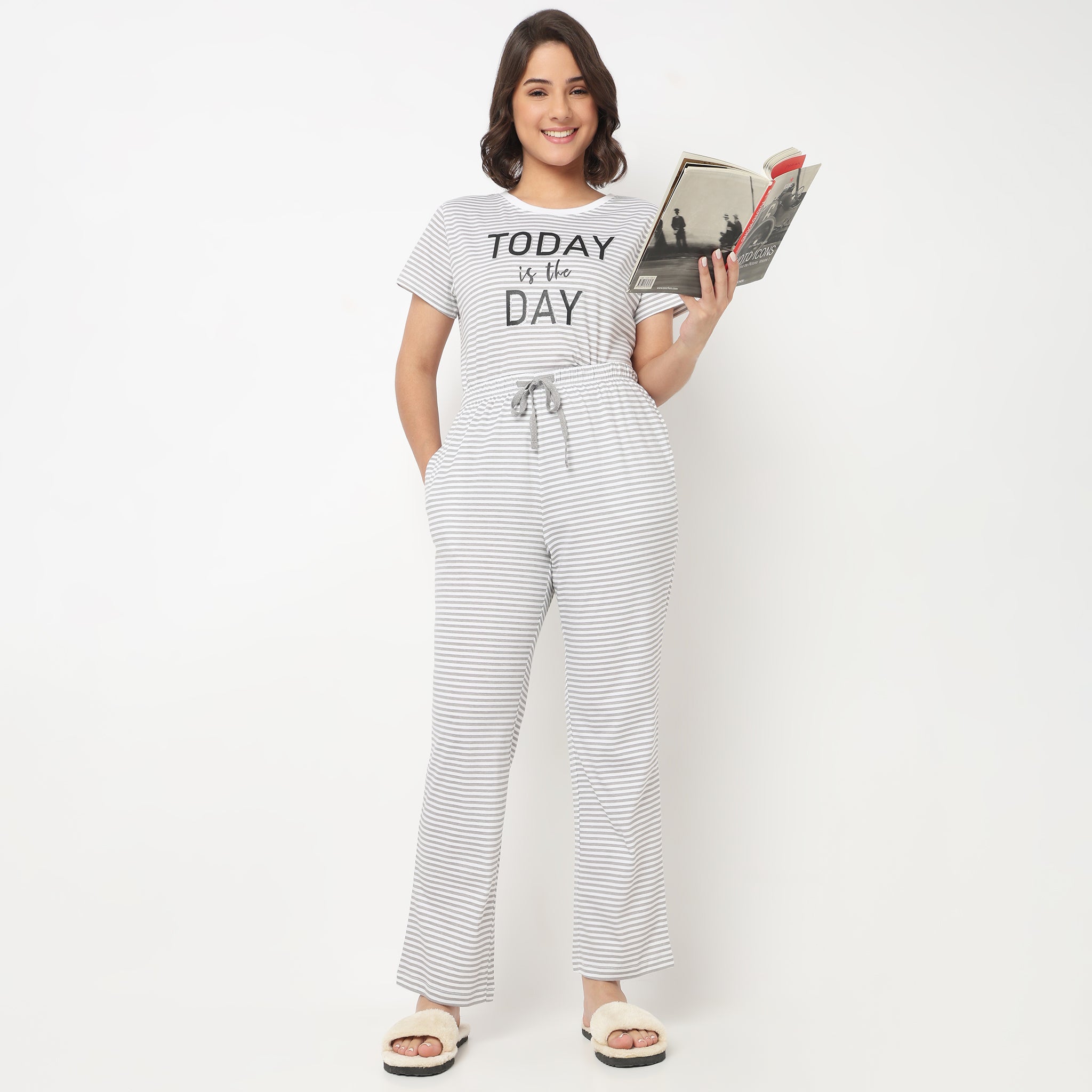 Cotton Striped Lounge Pyjama