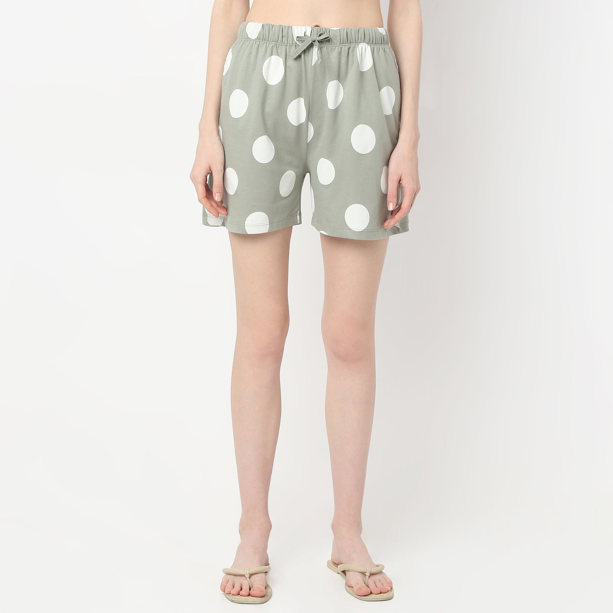 Regular Fit Polka Dot Mid Rise Shorts
