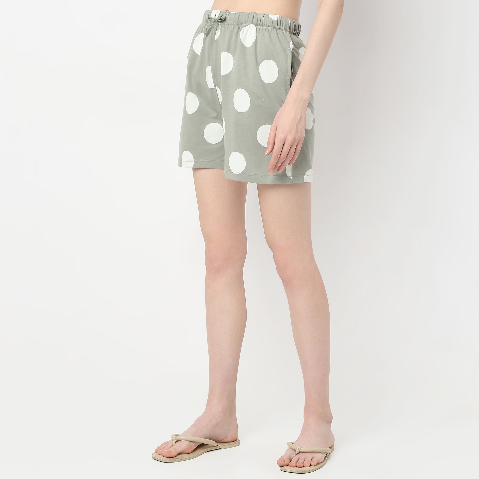Regular Fit Polka Dot Mid Rise Shorts