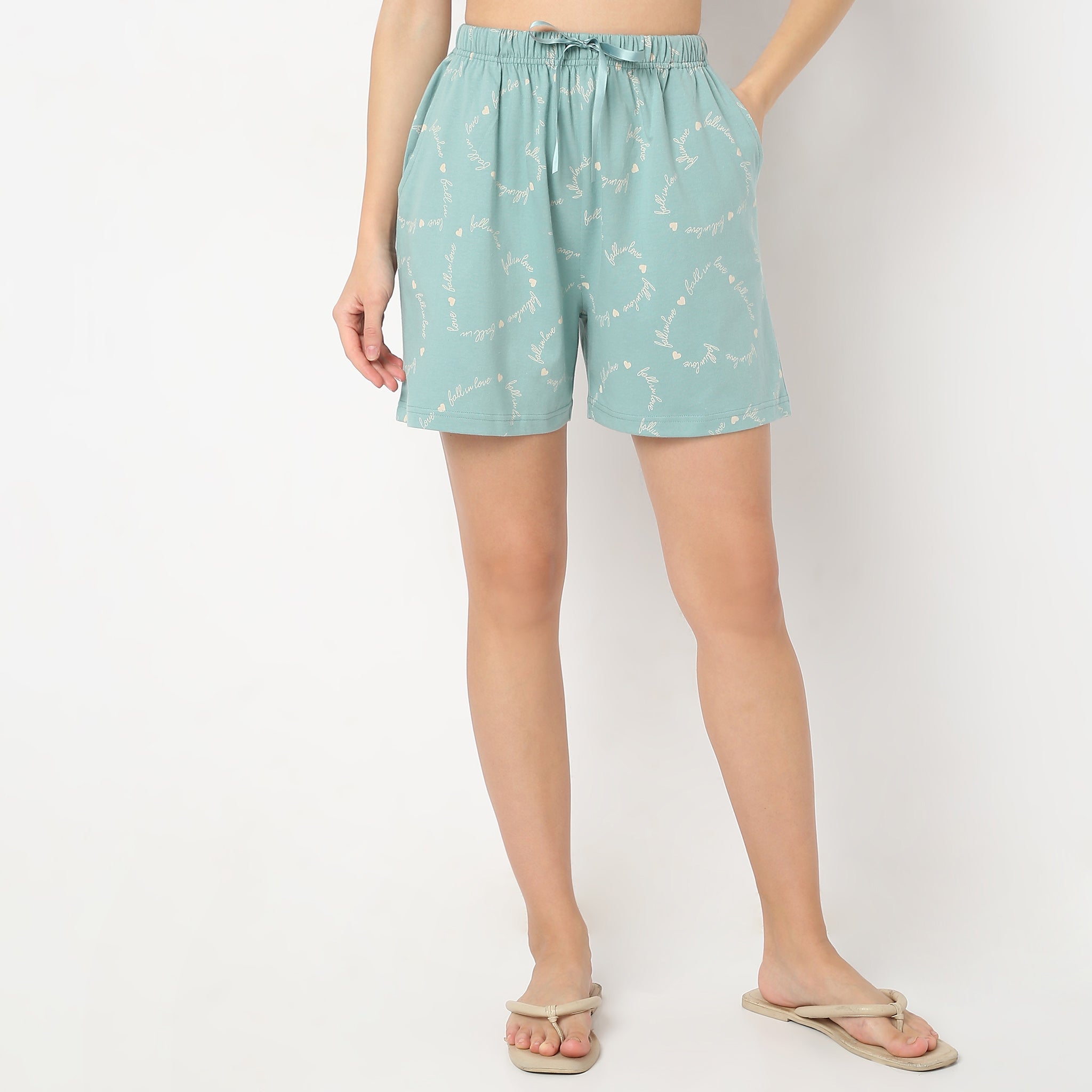 Regular Fit Printed Mid Rise Shorts