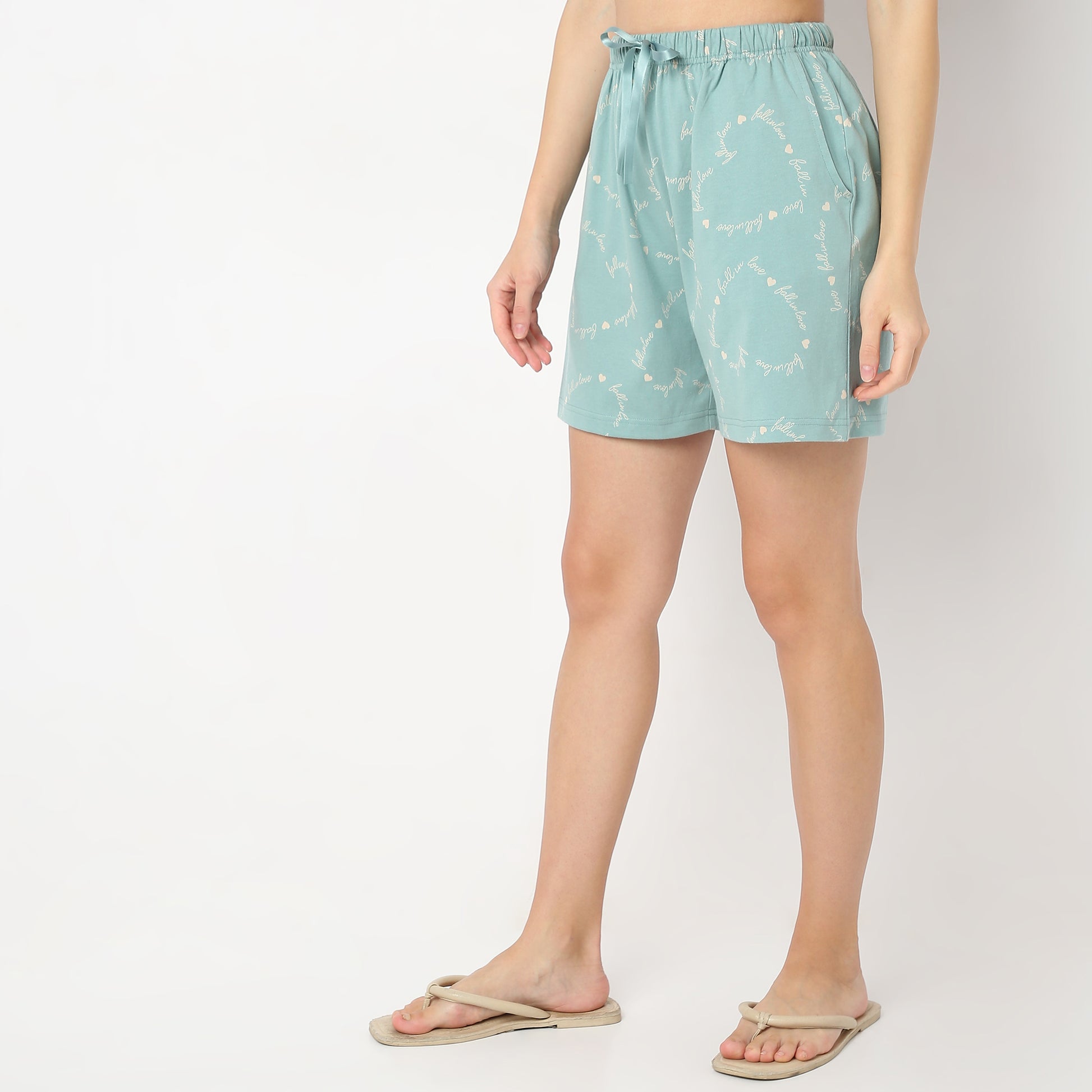 Regular Fit Printed Mid Rise Shorts