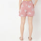 Regular Fit Heart Print Above Knee Mid Rise Shorts