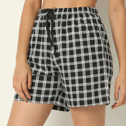 Regular Fit Checkered Above Knee Mid Rise Shorts