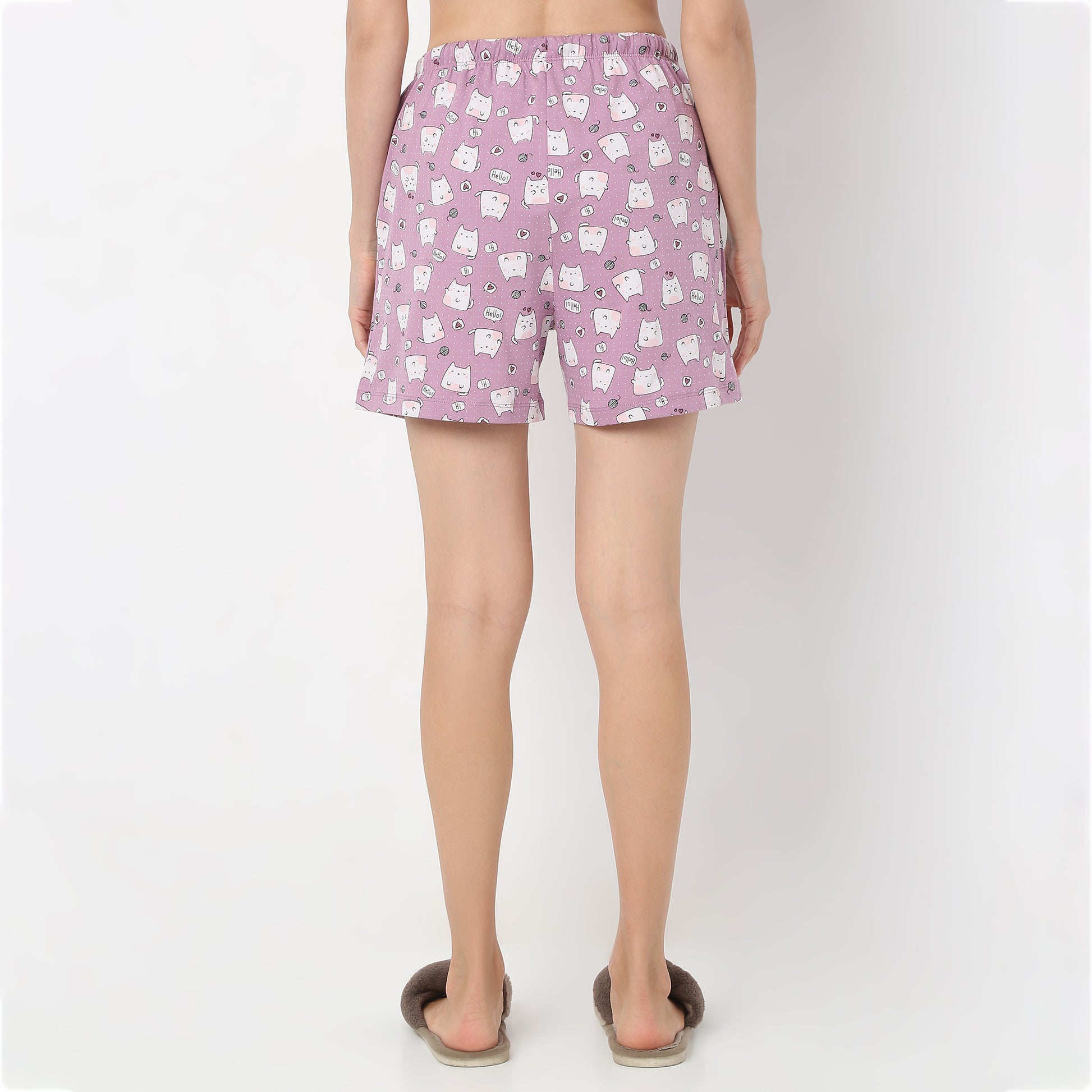 Regular Fit Animal Print Above Knee Mid Rise Shorts