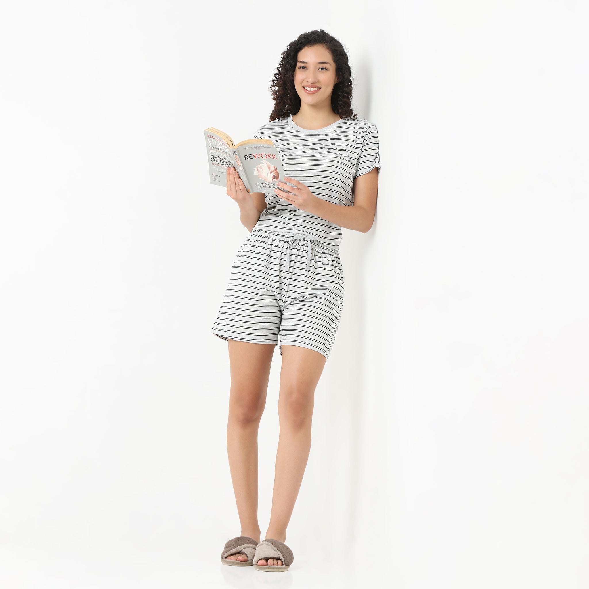 Horizontal Striped Loungewear Shorts