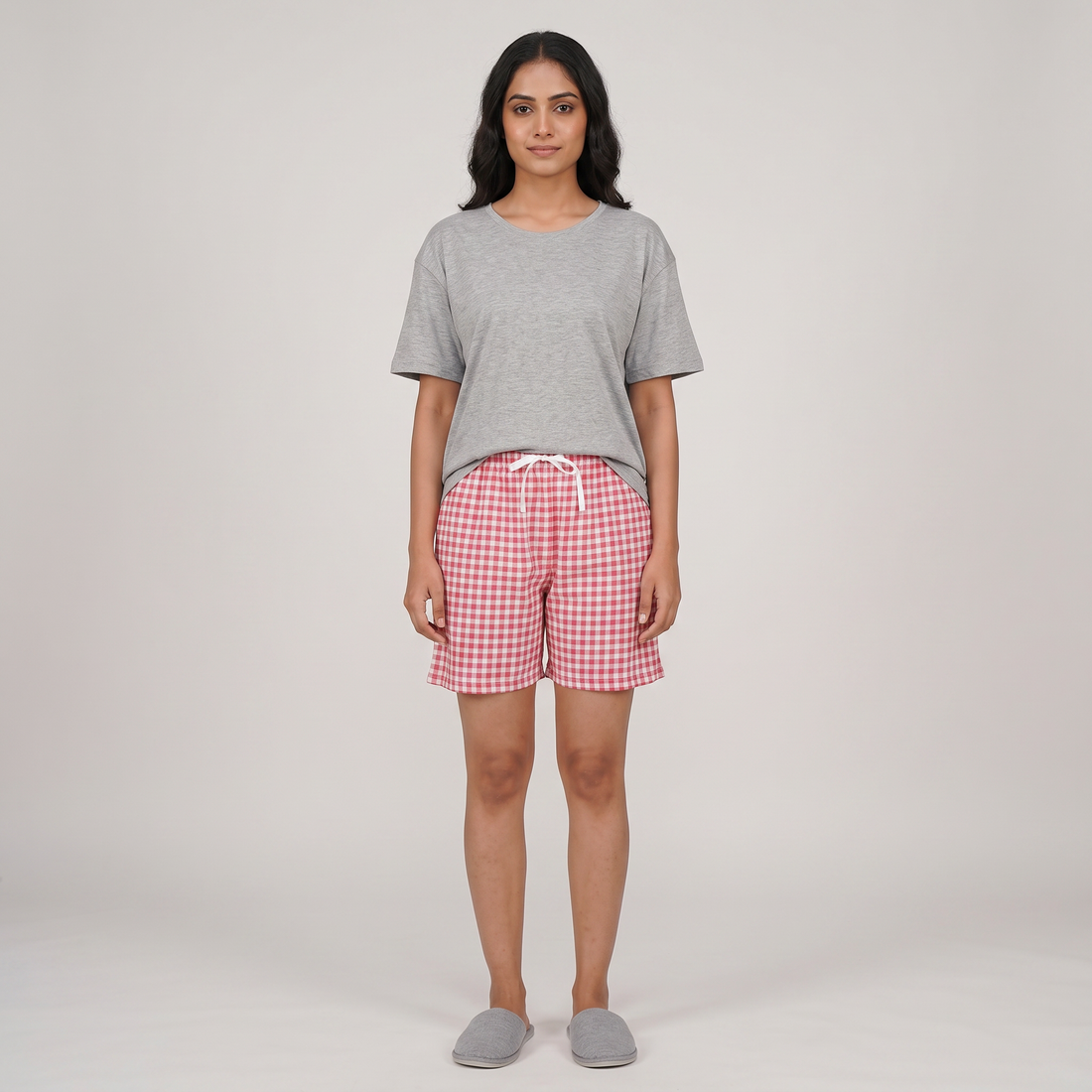 Cotton Checkered Lounge Shorts