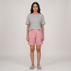Cotton Checkered Lounge Shorts