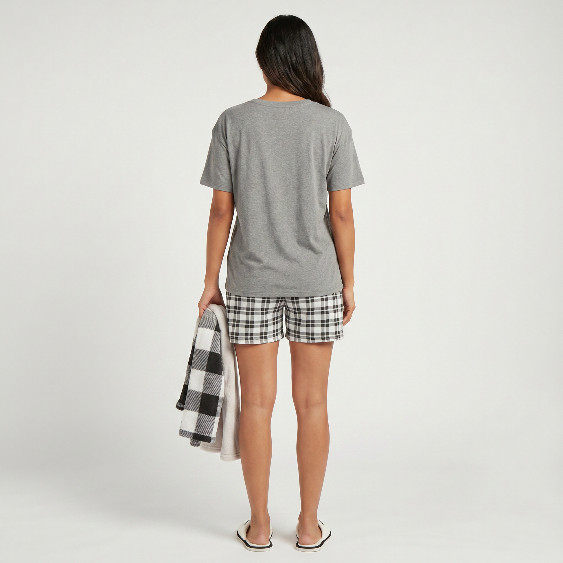 Cotton Checkered Lounge Shorts